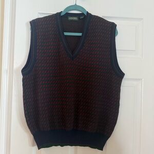 Women's V-Neck Sweater Vest - Red and Navy